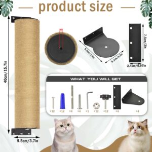 2 Pack Wall Mounted Cat Scratching Post 3 in1 Cage Wall Mounted Rope Cat Scratcher Post Replacement Cat Claw Scratcher Tree for Indoor Cats or Kittens Cat Wall Shelves Climbing Furniture (Jute)