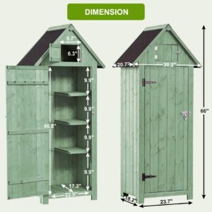 GAOMON Outdoor Wooden Storage Shed, Garden Wood Tool Cabinet, Solid Sheds & Outdoor Storage Clearance, Waterproof Sheds with Shelf and Locking Latch for Backyard, Hallway, Patio (Green)