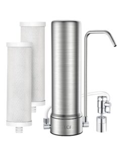 lcf upgrade countertop water filter, 𝐒𝐢𝐥𝐯𝐞𝐫 𝐈𝐨𝐧𝐬 enhanced 6-stage stainless steel water filter for sink faucet, reduces heavy metals, bad taste & 99% chlorine, 16,000 gallons(2 filters)