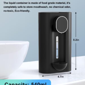 Hoofun Automatic Mouthwash Dispenser for Bathroom,18.26Oz Wall Mounted Mouth Wash Dispenser with Magnetic Cups, 3 Dispensing Level, Smart Mouthwash Dispenser for Kids Adult, Bathroom Accessories Black