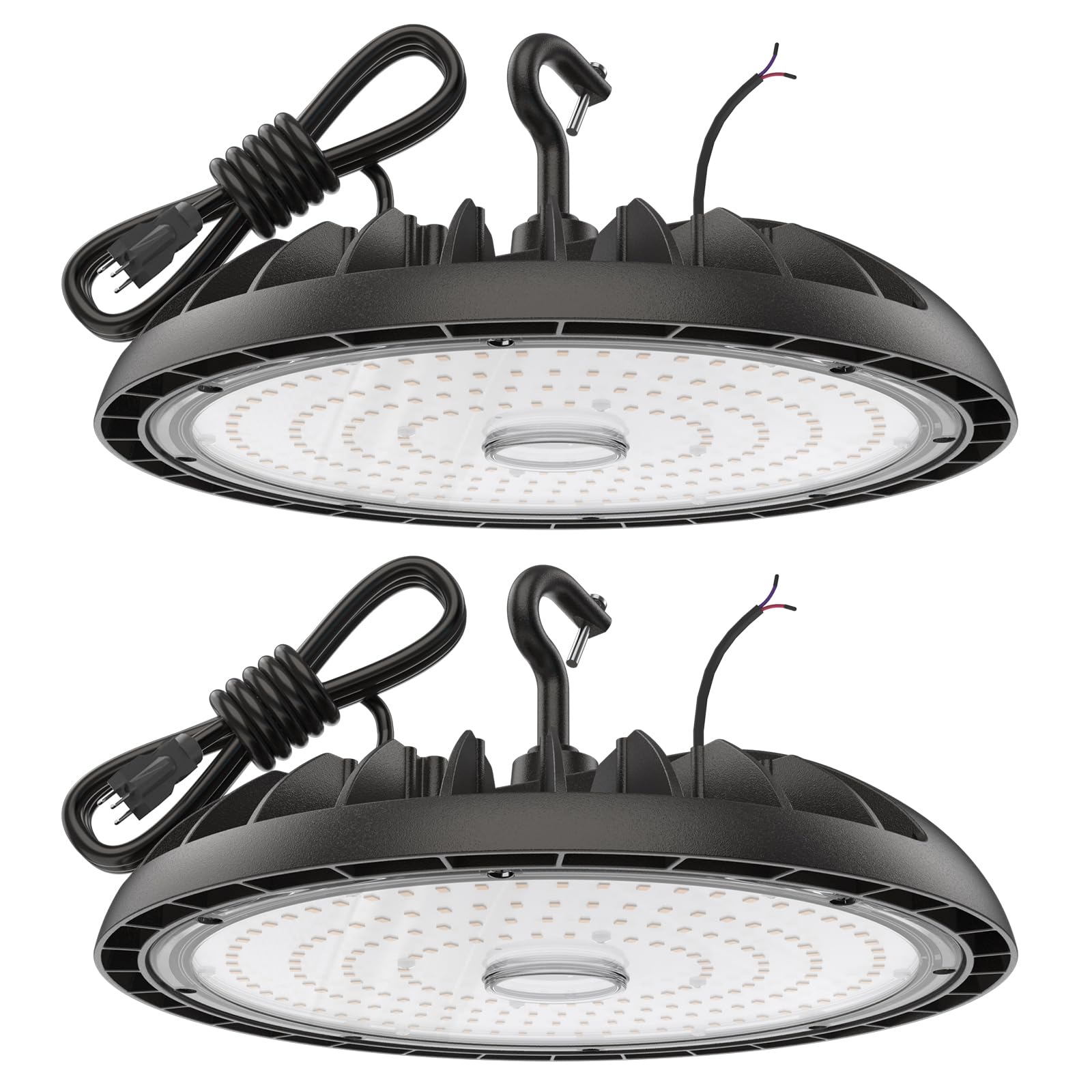 Dimmable Led High Bay Lights 150W 2Pack, 22500 lm UFO High Bay Led Light 5000K, High Bay Shop Lighting with US Plug, Commercial Light Fixture for Workshop, Garage, Warehouse