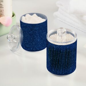 Nesatuwa 2 Pack Qtip Holder Dispenser Navy Blue Glitter Texture 10 Oz Bathroom Organizer with Lids Storage Canister for Cotton Ball,Cotton Swab,Cotton Round Pads,Floss