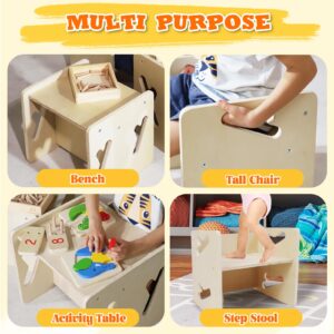 Puecrof Montessori Weaning Table and Chair Solid Wooded Toddler Table and Chair Set Kids Montessori Furniture