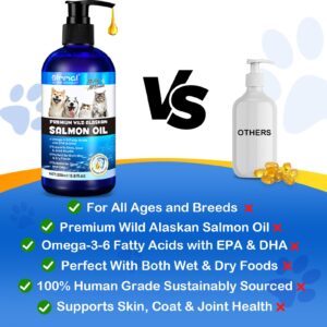 Salmon Oil for Dogs & Cats,Fish Oil for Dogs,Omega 3 Fish Oil for Dog's Skin and Coat,Supports Healthy Dog Skin and Coat Supplement, Contains Omega-3, EPA&DHA Wild Alaskan Salmon Oil 250ml