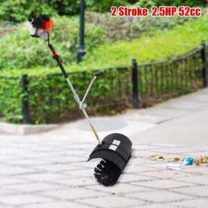 Upgraded Outdoor Walk-Behind Hand Push Gas Power Broom with Blower, 52cc 2.5 HP Gasoline Power Broom Walk Behind Broom Sweeper Cleaning Driveway Tools High Performance Cleaner 1.8M 0.22gal Tank