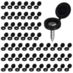 aleric 100pcs screw caps, 5mm id plastic hinged screw cover caps, folding shutter screw covers cap snap washer covers flip tops for covering screw heads, screw protection caps (medium, black)