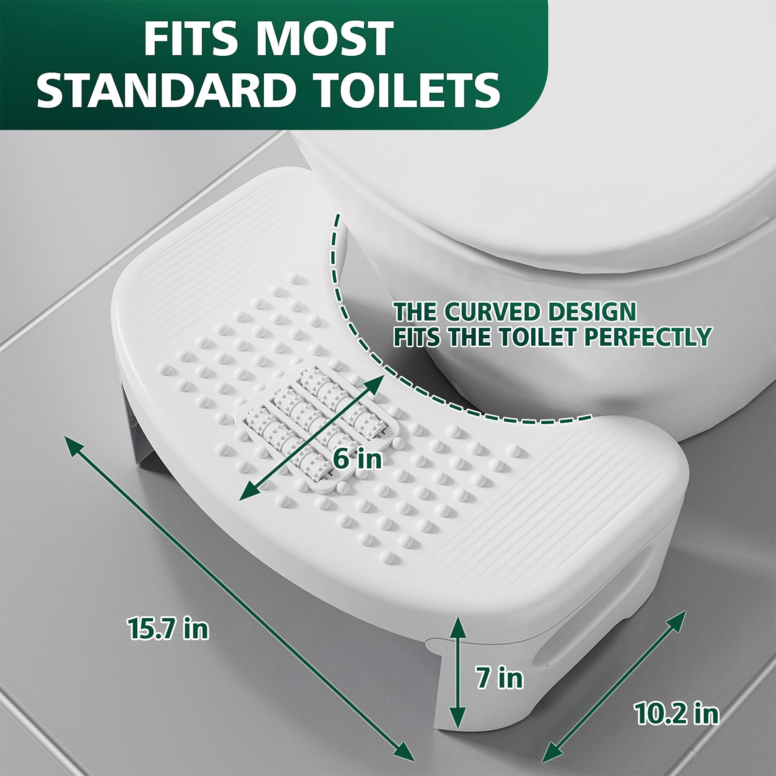 Toilet Stool for Adult Poop Stool for Bathroom, 7 Inch Foldable Portable Toilet Stool for Adults, Non-Slip Toilet Step Stool for Bathroom, Footrest Stool for Pooping, Toilet Assistance Step(White)