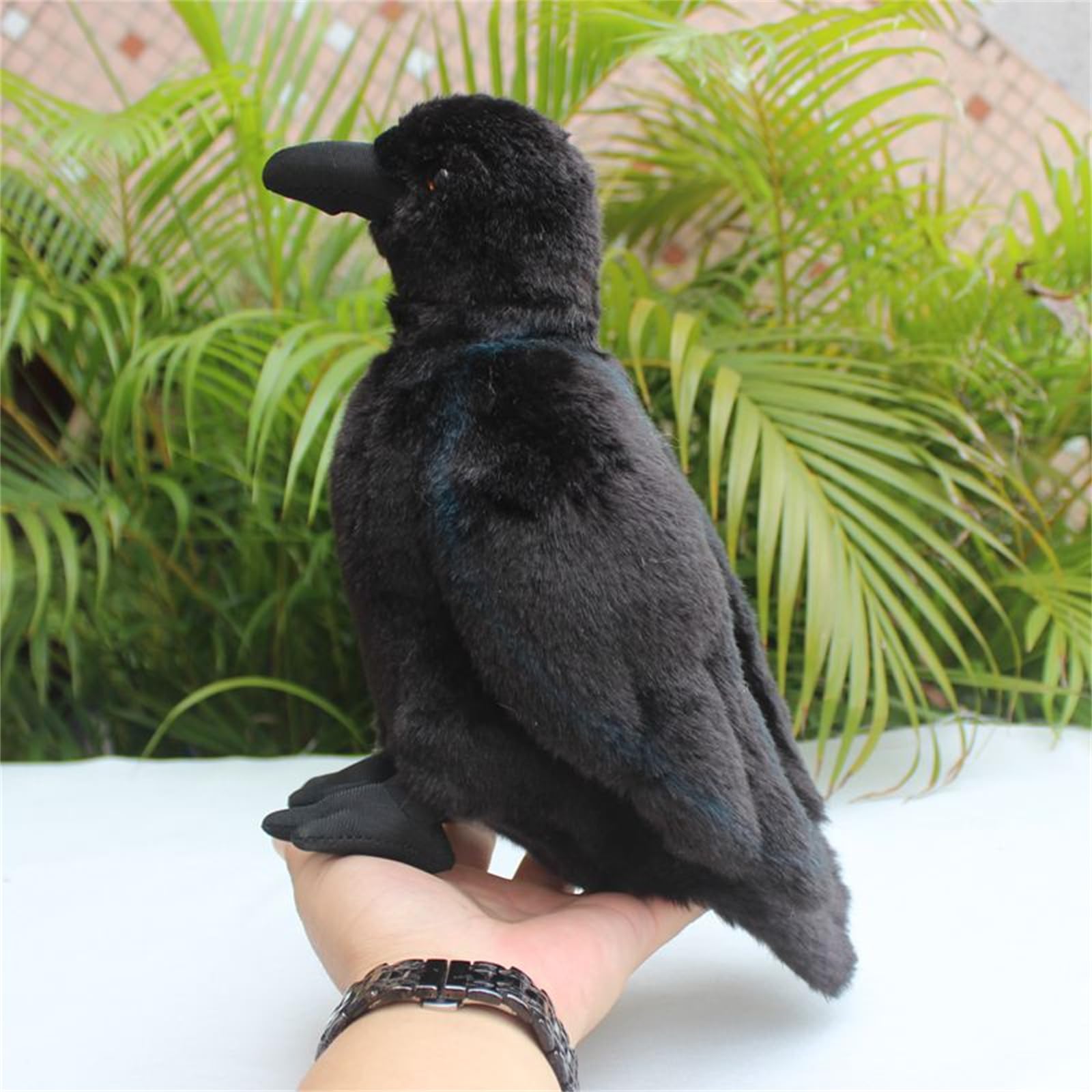 Whrigud Realistic Crow Plush, Cute Black Raven Stuffed Animal Plush Pillow Toys, Soft Little Bird Raven Stuffed Toys Doll for Birthday Kids Gifts Home Decor 9.44''