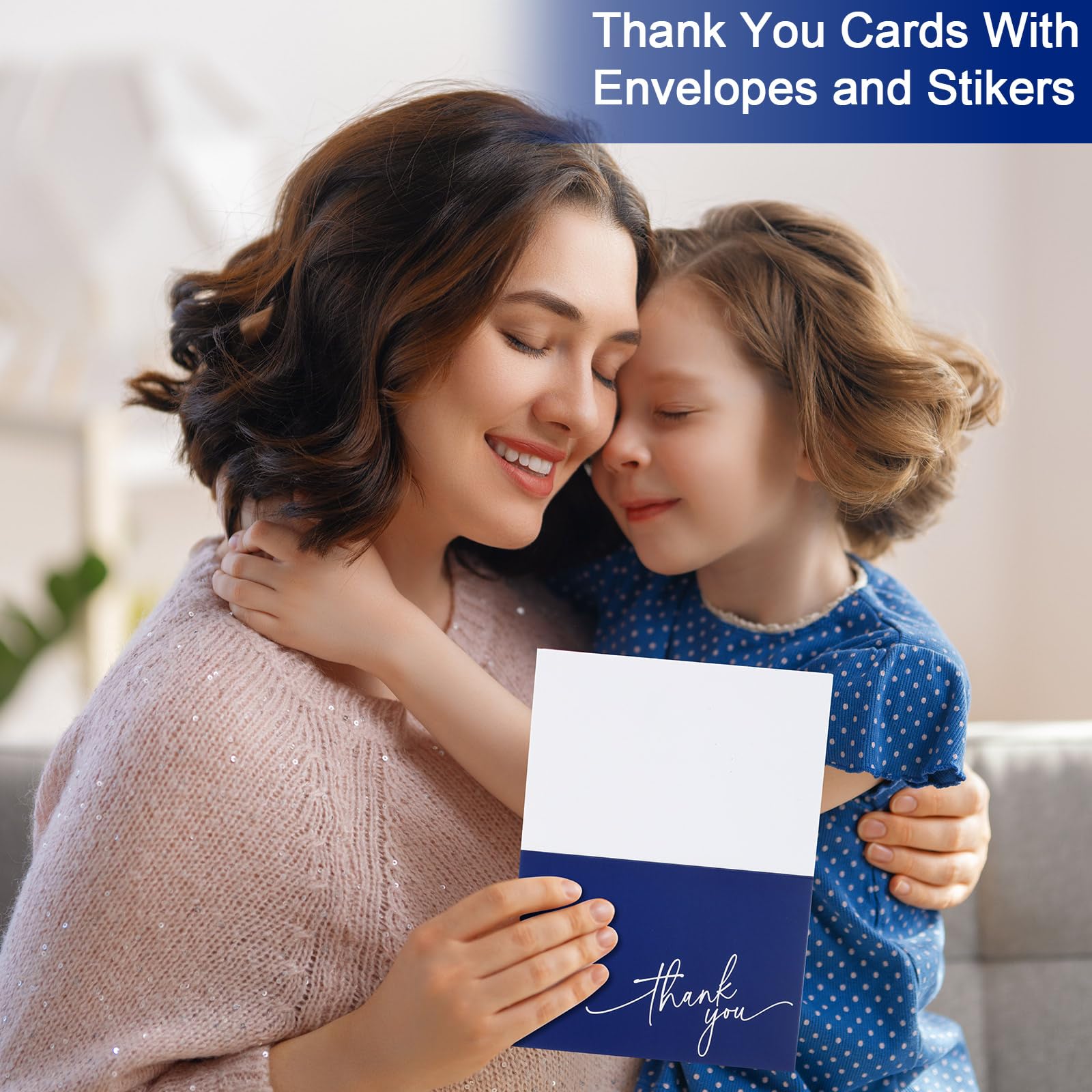 Gueevin 200 Pcs Thank You Cards with Kraft Envelopes and Stickers Bulk,3.5 x 5 Inch Classy Blank Thank You Notes for Wedding,Business,Graduation,Baby Shower,Bridal Shower,Funeral(Navy Blue)