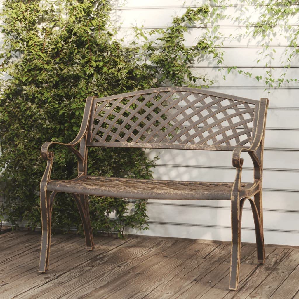 WEHUOSIF Patio Bench 40.2" Cast Aluminum,Back Chair,Garden Bench, Backyard Benches,Yard Bench,Park Bench,Farmhouse Bench,Outdoor Furniture,for Patio, Porch, Backyard, Bronze