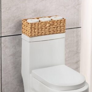 Vagusicc 3-Section Storage Basket, Hand-Woven Baskets,Toilet Paper Basket for Toilet Tank Top, Small Baskets for Organizing, 2-Pack