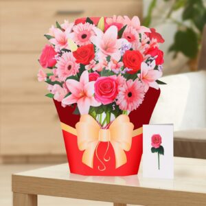 3D Pop Up Greeting Cards Paper Flowers Pop Up Cards Forever Flower Bouquet Paper Pop Up Cards Handmade 3D Popup Greeting Cards for Mother's Day.wedding,Graduation Valentine's Day or Any Festival