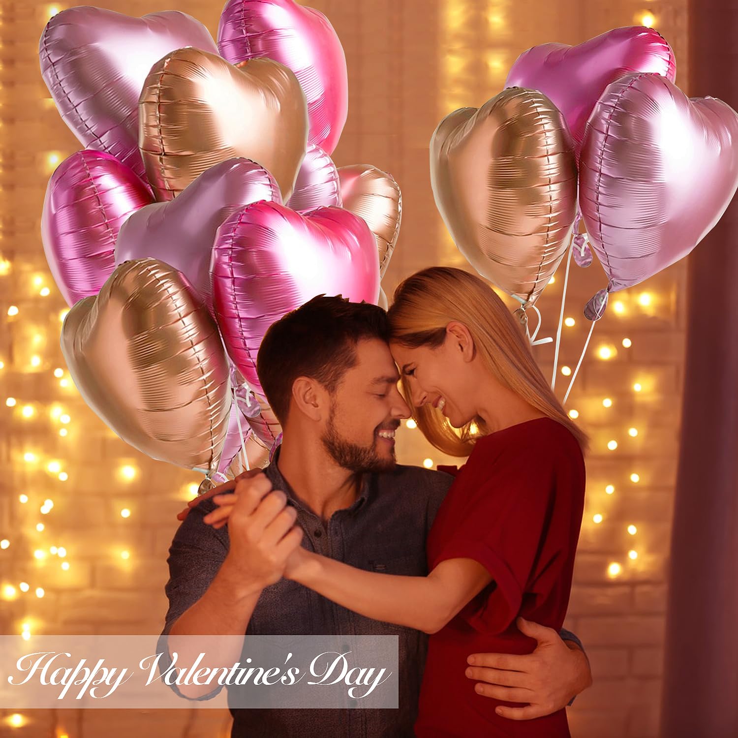 Upgraded Rose Gold and Red Heart Foil Balloons for Valentines Day Decorations,Valentines Day Balloons,Romantic Decorations Special Night (18inch)