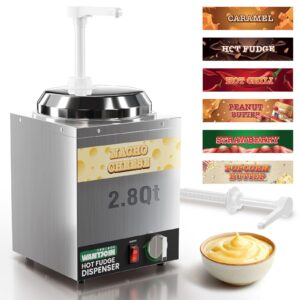 wantjoin nacho cheese dispenser with pump,2.8qt nacho cheese warmer,stainless steel hot fudge warmer w/5-level temperature adjustment,commercial hot fudge dispenser for hot fudge cheese caramel