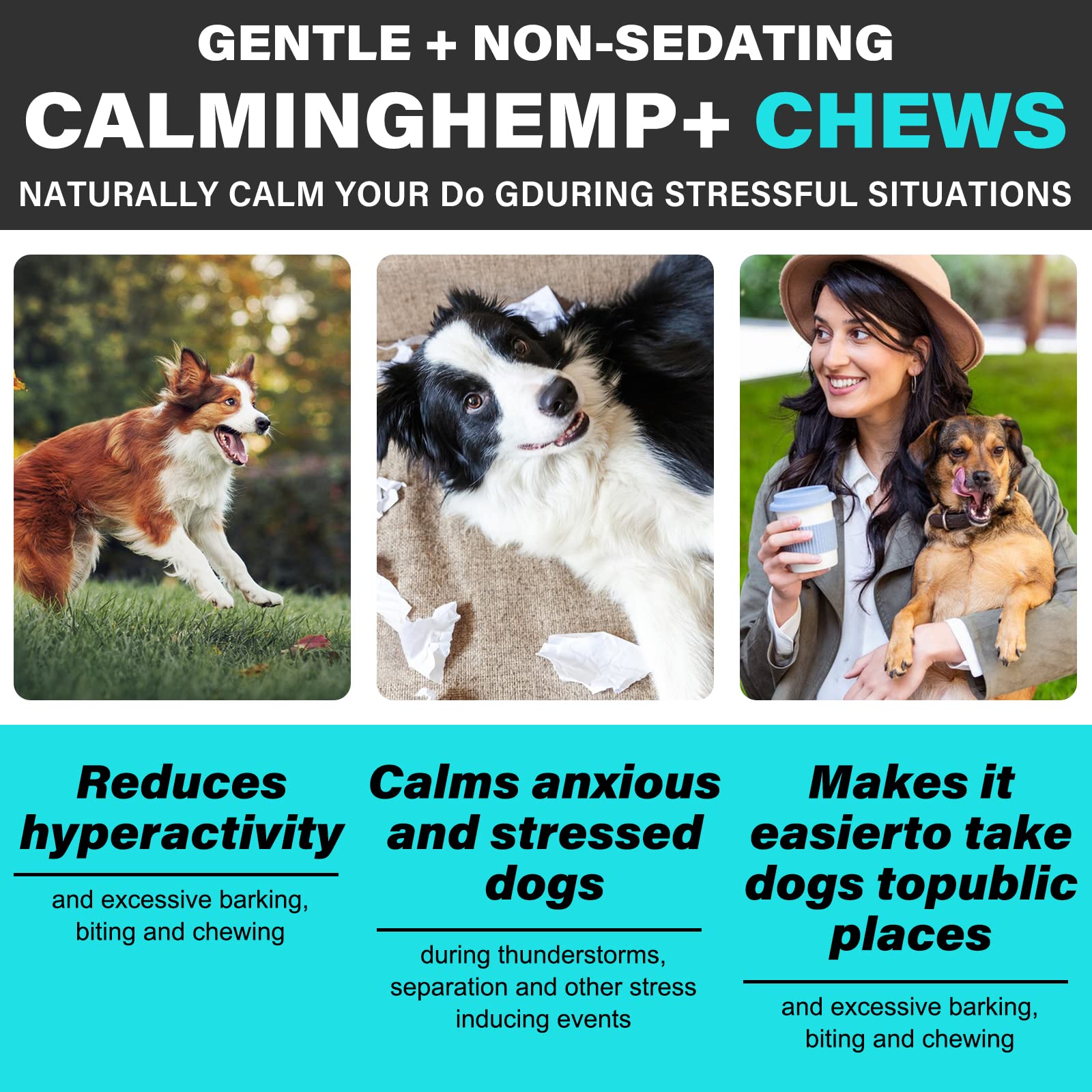 Calming Chews for Dogs 150 Cherws, Dog Calming Treats, Helps with Dog Anxiety, Separation, Barking, Stress Relief, Melatonin for Dogs, Sleep Calming Aid, All Breeds & Sizes (Pekingduck-150Chews)