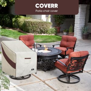 COVERR Outdoor Patio Furniture Cover, Waterproof Heavy Duty Patio Chair Cover, Patio Chair Covers 2 Pack Fits Up to 32.5Wx35Dx36H inches (Beige&Coffee)…