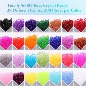 Paxcoo 5600Pcs Crystal Beads for Jewelry Making, Tiny Crystal Acrylic Beads Faceted Jewelry Beads Bicone Gem Beads Jewel for Jewelry Making (4 MM)