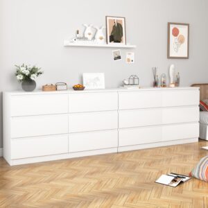 Spaco White Dresser for Bedroom,6 Drawer Dresser,Chest of Drawers & Dresser,Wood Dresser,Dresser Bedroom Furniture,Wide TV Stand Dresser for Nursery,Kid's Room