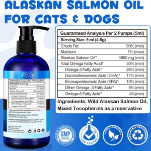 Salmon Oil for Dogs & Cats,Fish Oil for Dogs,Omega 3 Fish Oil for Dog's Skin and Coat,Supports Healthy Dog Skin and Coat Supplement, Contains Omega-3, EPA&DHA Wild Alaskan Salmon Oil 250ml