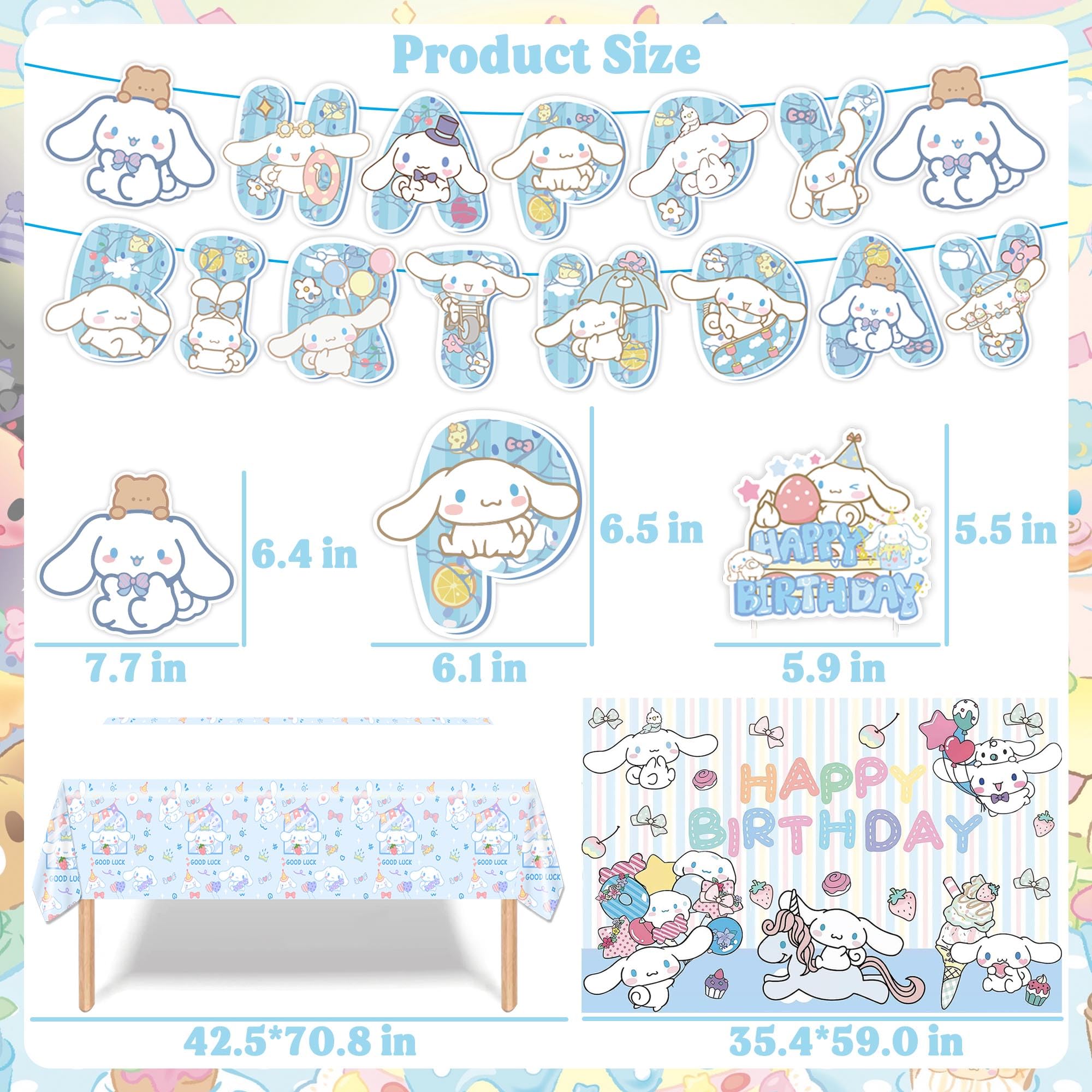 Kawaii Party Decorations Include HAPPY BIRTHDAY Banners, Hang Swirls, Balloons, Backdrop, Tablecloth, Cake Decoration, Stickers, Kawaii Party Supplies, Kawaii Party Favors