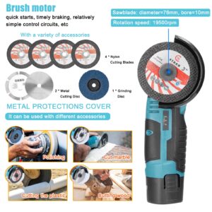 Angle Grinder Cordless, Hancaner Mini Angle Grinder 12V 19500rpm with 2PCS 2000mAh Battery, Handheld Electric Angle Grinder for Cutting Polishing Ceramic Tile Wood Stone Steel