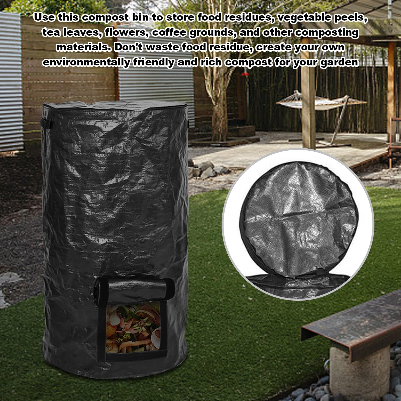 2 Pack Compost Bin Bag, Reusable Garden Yard Waste Bag, 34 Gallon Organic Compost Bins Bags and compostable Kitchen Waste Degradable, Corrosion