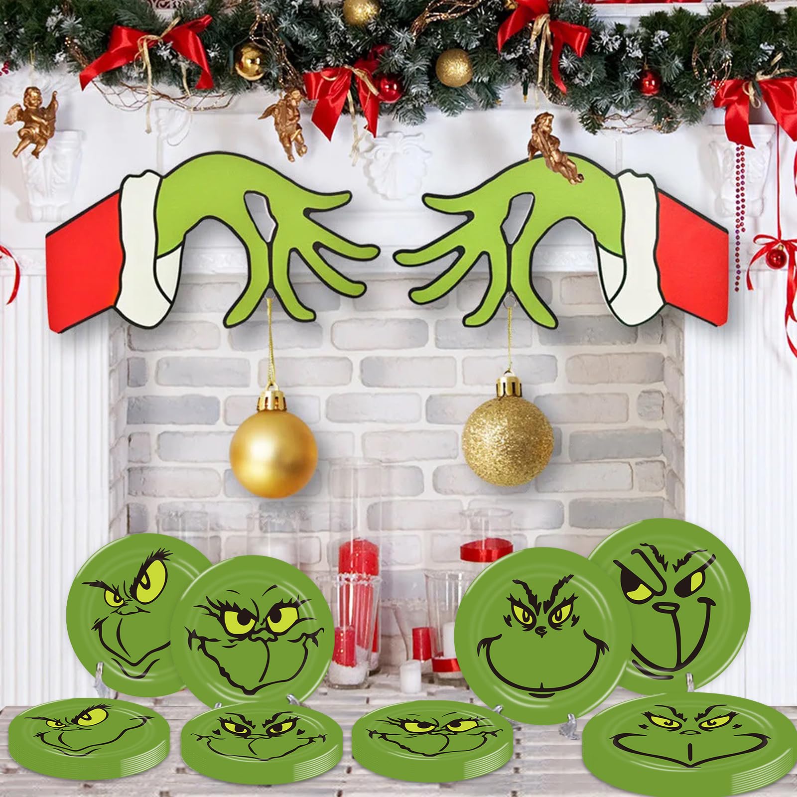 Yizeda 60pcs Christmas Party Plates Christmas Party Supplies Christmas Baby Shower Decor（30pcs 7inch,30pcs 9inch）