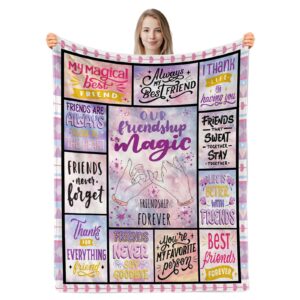 funhot best friend blanket, birthday gifts for best friend, 50"x60" blanket gift girls bff for sofa bed, soft cozy flannel throw blanket for friends birthday christmas