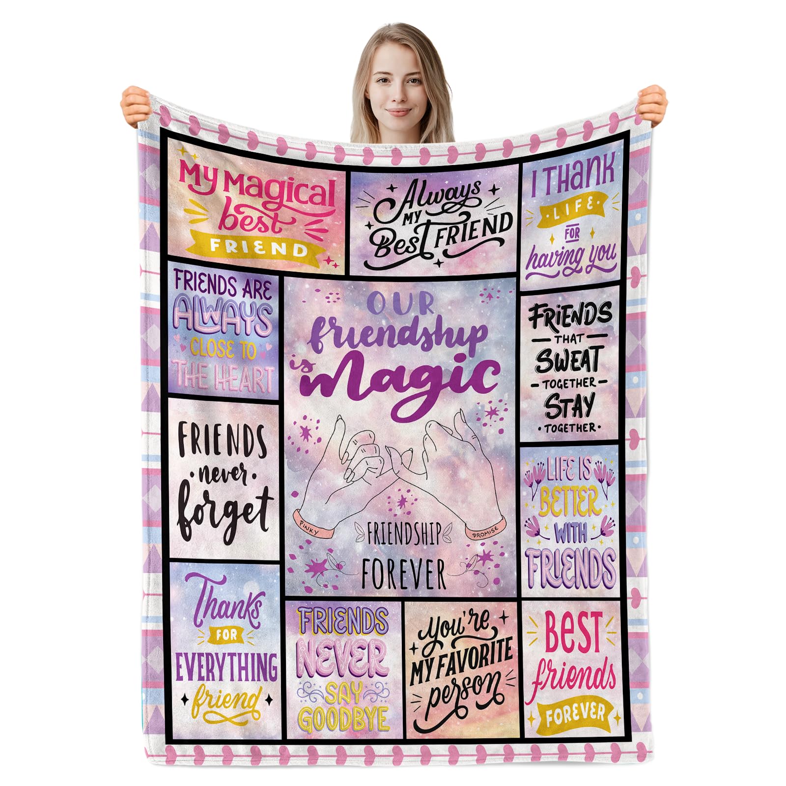 FunHot Best Friend Blanket, Birthday Gifts for Best Friend, 50"x60" Blanket Gift Girls BFF for Sofa Bed, Soft Cozy Flannel Throw Blanket for Friends Birthday Christmas