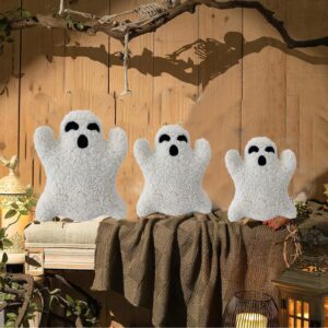 Cute Ghost Pillow, Ghost Shaped Plush Pillow, Halloween Throw Pillows Decorative Spooky Pillows, Halloween Ghost Pillow, Ghost Stuffed Animal for Sofa Bed Couch Holiday Party Children Gift (3PCS)