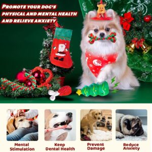 DARDOHIA Christmas Dog Toys for Small and Medium Dogs with Hat and Bandana Dog Christmas Stocking with Rope Toys and Squeaker Toys Christmas Puppy Chew Toys for Teething Bulk, 8 Pack