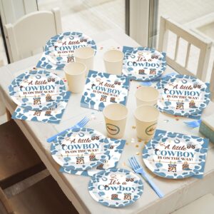 96 Pcs Western Baby Shower Plates and Napkins Party Supplies Western Cowboy Tableware Set Little Cowboy Party Decorations Favors for Cowboy Baby Shower Serves 24 Guests