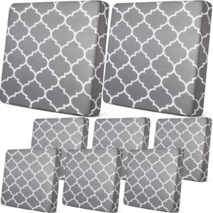 newwiee 8 pcs patio stretch sofa cushion cover outdoor cushion cover replacement patio furniture cushions couch slipcovers chair seat cover soft flexibility protector (gray)