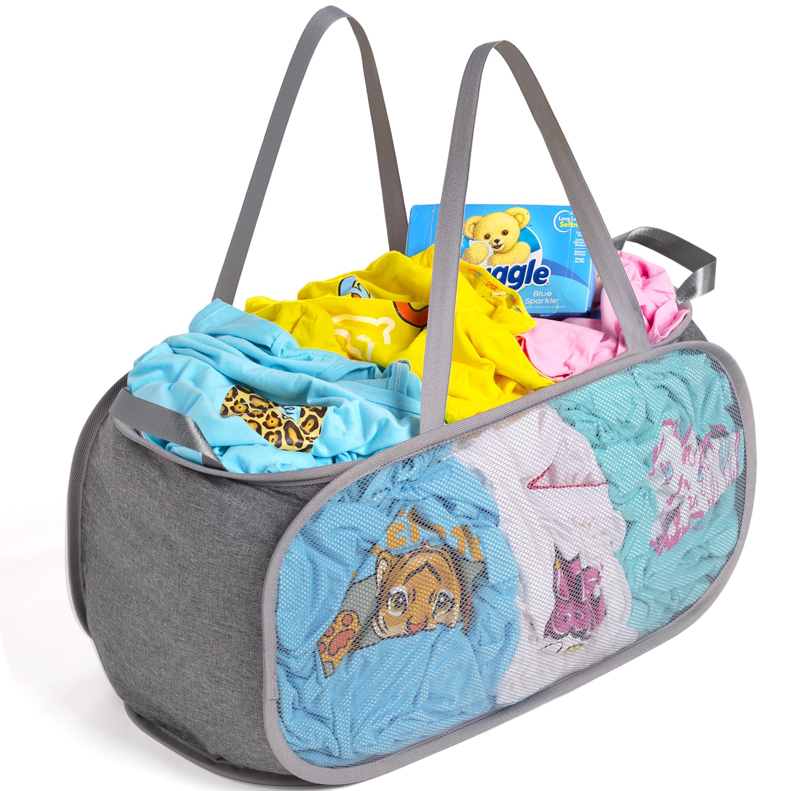 Tenrai 1.5 Loads Tear Proof Pop Up Laundry Hampers, with Strong Handles Laundry Hamper, Easy to Collapsible Laundry Basket, Easy to Carry & Go Up and Down Stairs, Mesh-Breathable.