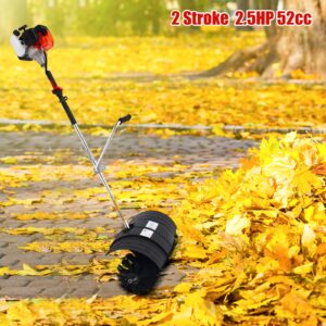 Upgraded Outdoor Walk-Behind Hand Push Gas Power Broom with Blower, 52cc 2.5 HP Gasoline Power Broom Walk Behind Broom Sweeper Cleaning Driveway Tools High Performance Cleaner 1.8M 0.22gal Tank