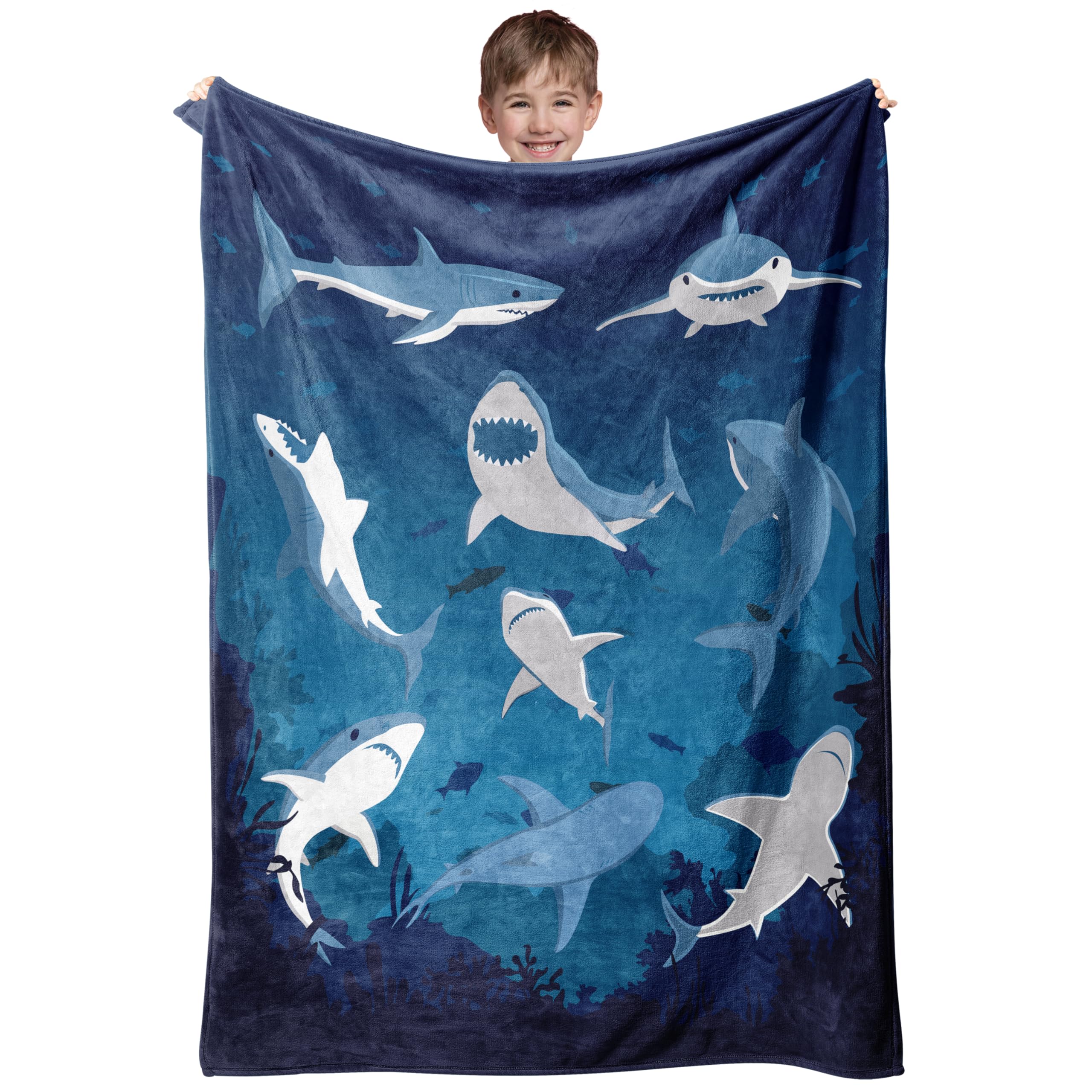 Shark Throw Blanket, 320gsm Kids Blanket Fluffy Cozy Soft Warm Plush Lightweight Decorative Blanket Gifts for Boys Girls Women Men Baby, Blankets Quilt for Bed Sofa Chair Couch (50"x40")