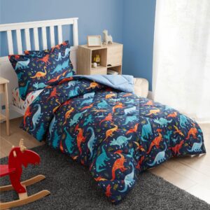 PPOLCA Twin Dinosaur Kids Bedding Set for Boys, 2 Pieces Twin Dinosaur Kids Comforter Sets for Boys, Super Soft Lightweight for All Seasons, Includes 1 Comforter (66"x86") and 1 Pillowcase(20"x26"+2")