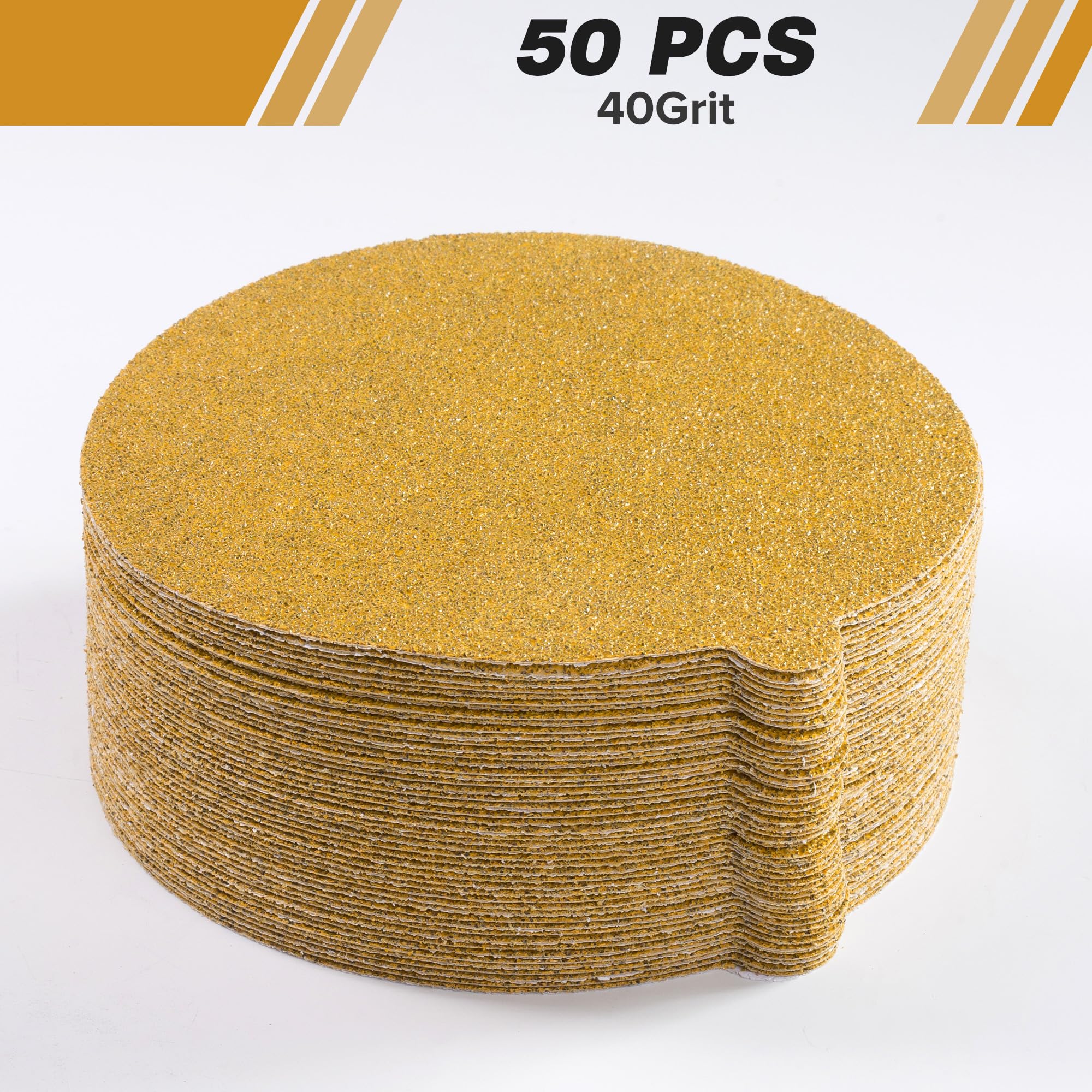 Shawya 50 PCS 6 Inch PSA Sanding Discs 40 Grit Self Adhesive Sticky-Back Sandpaper for DA Sander Finishing Abrasive Sand Paper Woodworking Wood Metal Sanding Disc