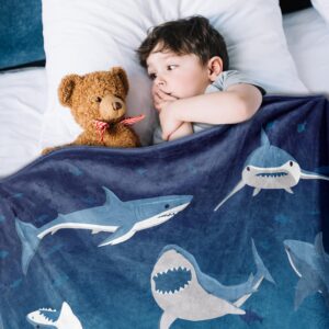 Shark Throw Blanket, 320gsm Kids Blanket Fluffy Cozy Soft Warm Plush Lightweight Decorative Blanket Gifts for Boys Girls Women Men Baby, Blankets Quilt for Bed Sofa Chair Couch (50"x40")