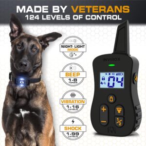 INVIROX Dog Shock Collar [Ultra K9] 124 Training Levels, 4 Powerful Modes with Night-Light and ¾ Mile Range 100% Safe Dog Training Collar for Large Dogs IP67 Waterproof