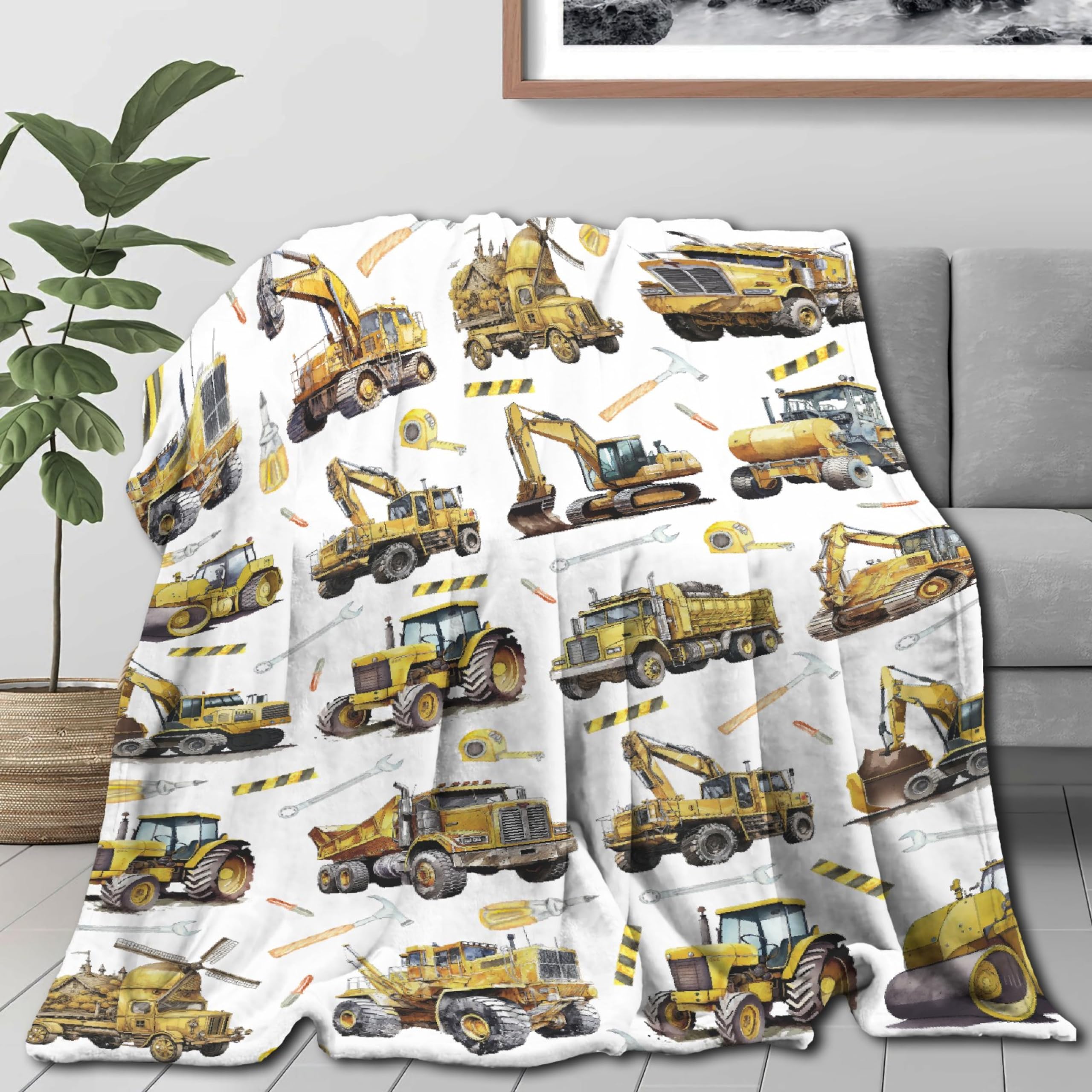 Acomfykets Truck Blanket Gift for Girls Boys, Throw Blanket Gift for Kids Super Cozy Lightweight Flannel Throws Blankets for Bed Sofa Couch 40x50Inch