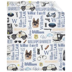 custom police service baby blanket soft flannel fuzzy warm plush lightweight throw for bed couch sofa camping good gift for kid boy girl teen 40''x 50'' for kids/child