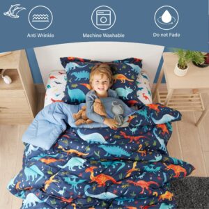 PPOLCA Twin Dinosaur Kids Bedding Set for Boys, 2 Pieces Twin Dinosaur Kids Comforter Sets for Boys, Super Soft Lightweight for All Seasons, Includes 1 Comforter (66"x86") and 1 Pillowcase(20"x26"+2")