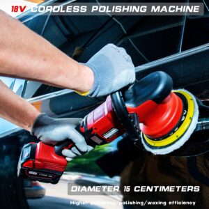 Nichilas Cordless Car Polisher, Orbital Portable Polishing Waxer Machine with Brushless Motor 6 speeds 750-6800RPM, Compatible with Milwaukee M18 Batteries (NO BATTERY)