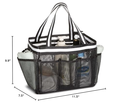 fiezkaa Mesh Shower Caddy Portable Shower Bag for College Dorm Camping Travel Gym(Black)