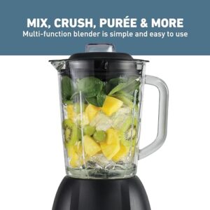 West Bend Blender with 48-Ounce Blending Jar and 20-Ounce Travel Cup, Compact Design with Dial Control, 700-Watts, Black