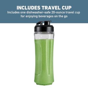 West Bend Blender with 48-Ounce Blending Jar and 20-Ounce Travel Cup, Compact Design with Dial Control, 700-Watts, Black