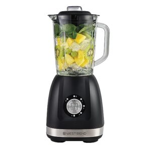 west bend blender with 48-ounce blending jar and 20-ounce travel cup, compact design with dial control, 700-watts, black