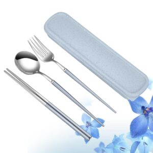 Sosoport 3 Pcs 304 Reusable Utensils Case Picnic Food Fork Rustproof Dinnerware Reusable Flatware Silverware Chopsticks Spoon Fork Silverware Cutlery Camping Cutlery Student Steak Portugal