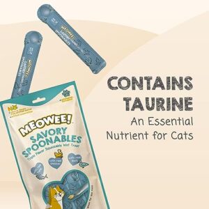 MEOWEE! Savory Spoonables with Real Tuna, Chicken & Duck, 4 Count Tube, Triple Flavor Squeezable Lickable Wet Treats for Cats with Built-in Spoon for Less Mess